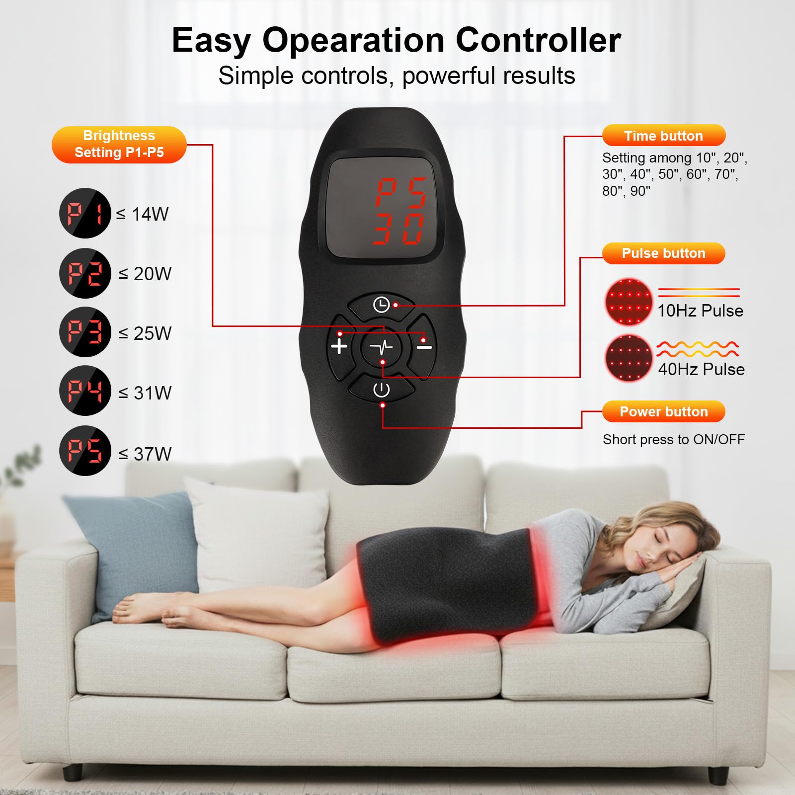 Knocoka option pulsations 10 Hz et 40 Hz pour différentes sensations.
