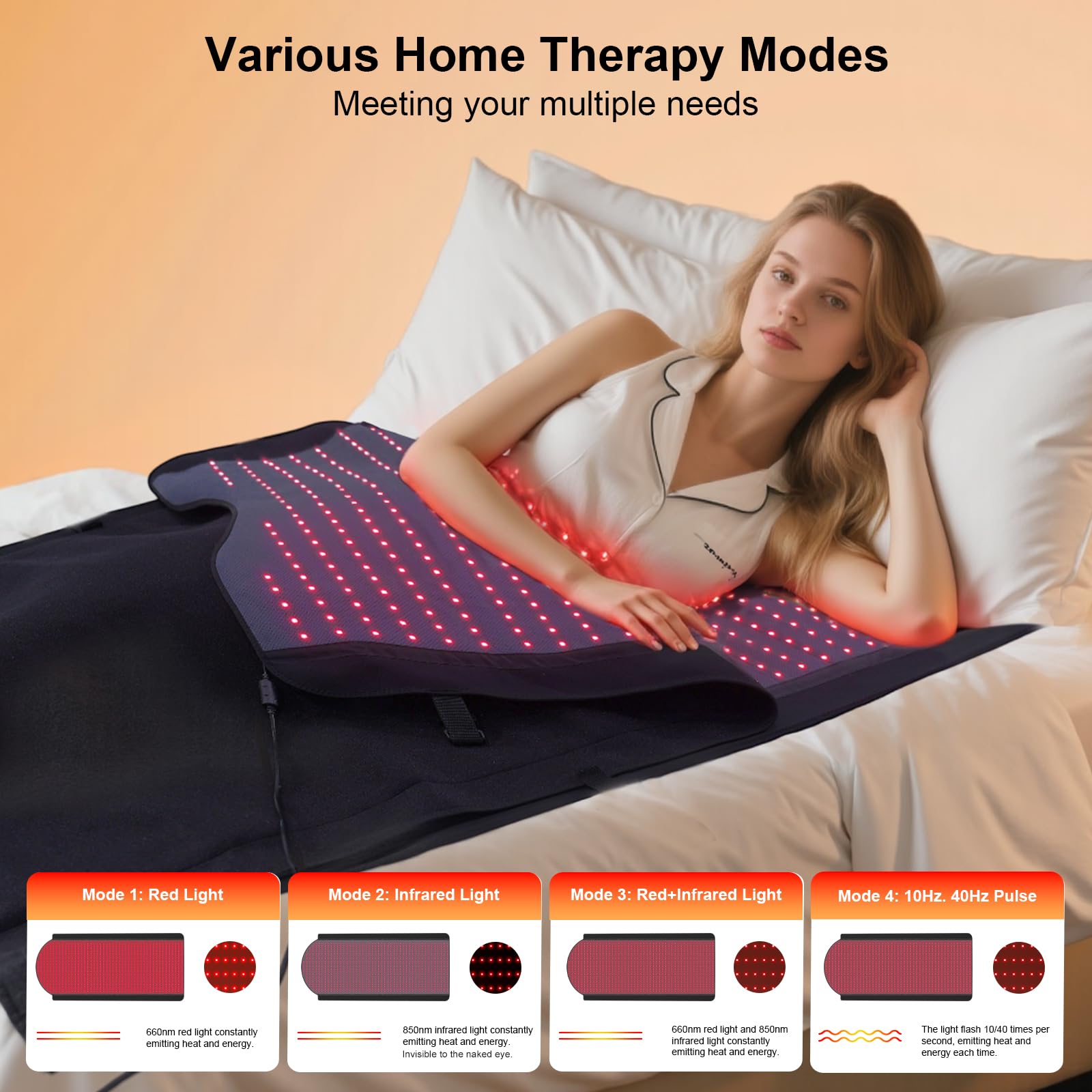 Knocoka Tapis Lumière Rouge, DELs 660 et 850 visibles, soutien potentiel pour récupération sportive.