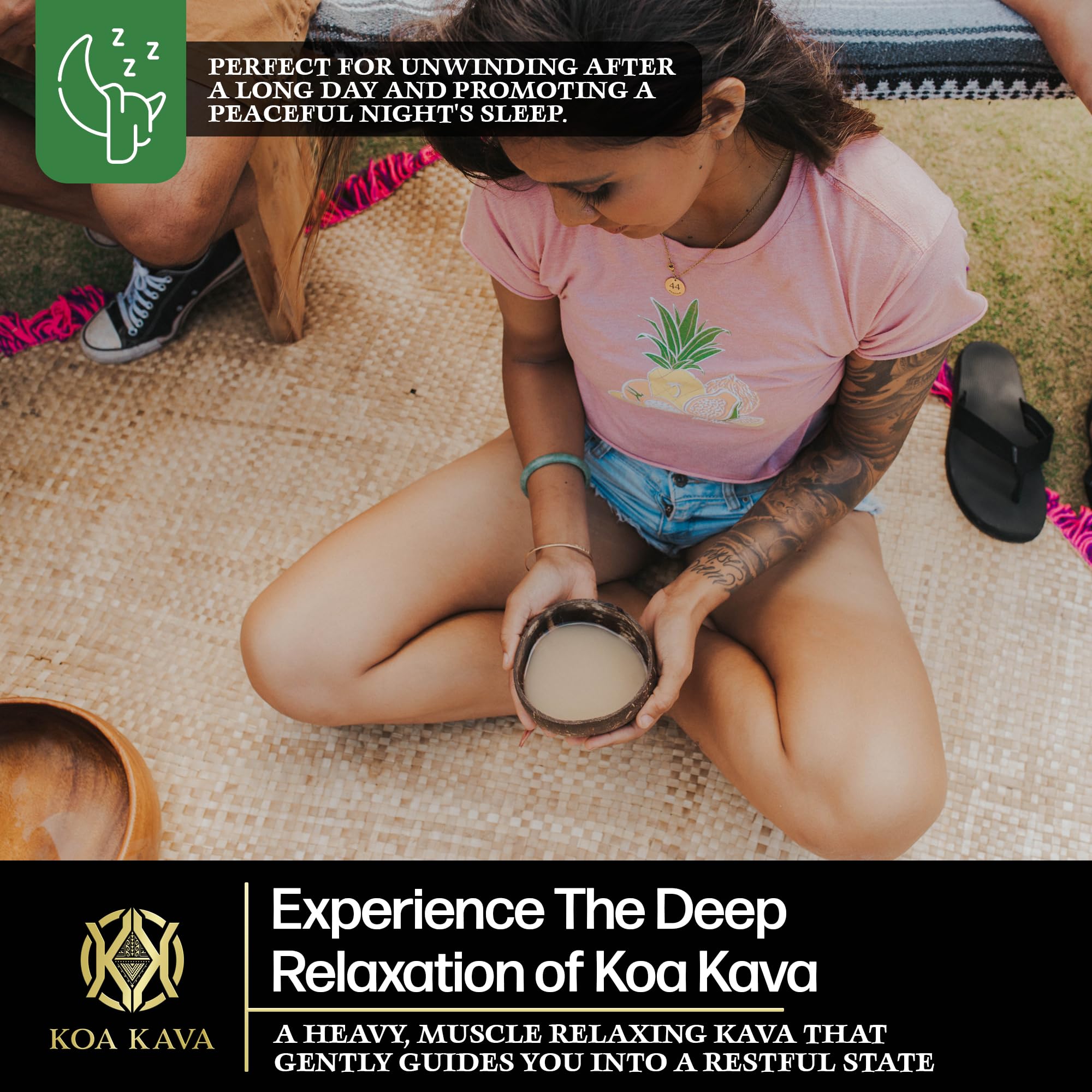 Préparation chaude de Koa Kava infusion fumante et apaisante
