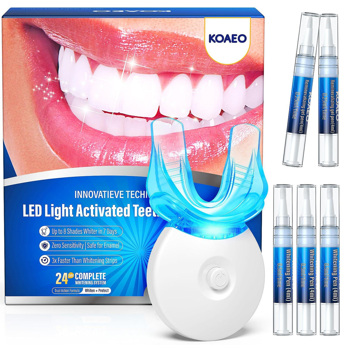 KOAEO kit blanchiment dents avec lumière LED pour une routine à domicile et résultats visibles