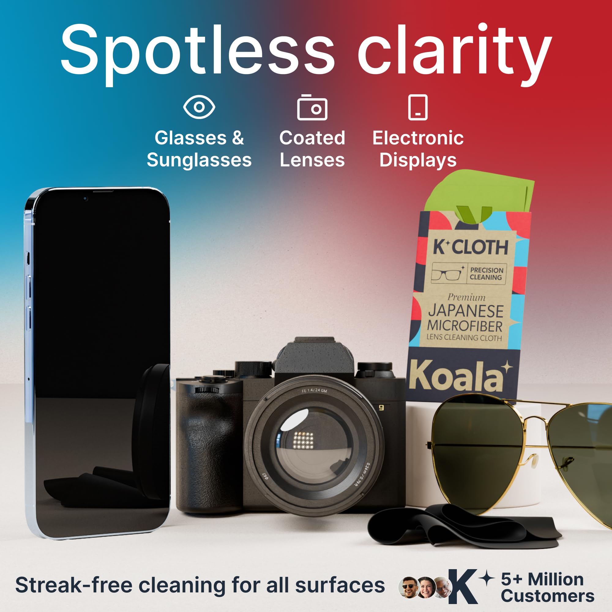 Koala Lifestyle – chiffon microfibre pour appareils photo, lentilles impeccables sans rayures.