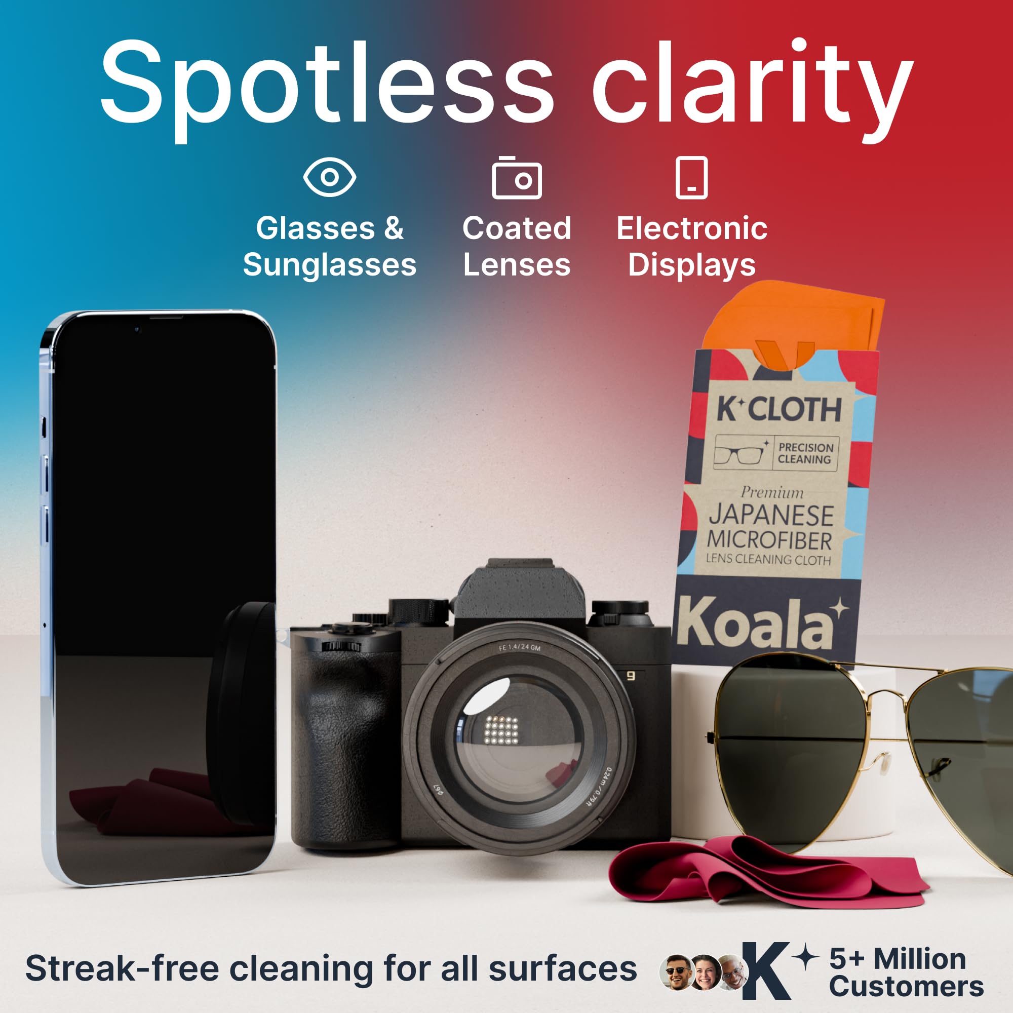 Chiffon Koala – nettoyage d'écrans et smartphones, traces et poussières éliminés sans rayures.