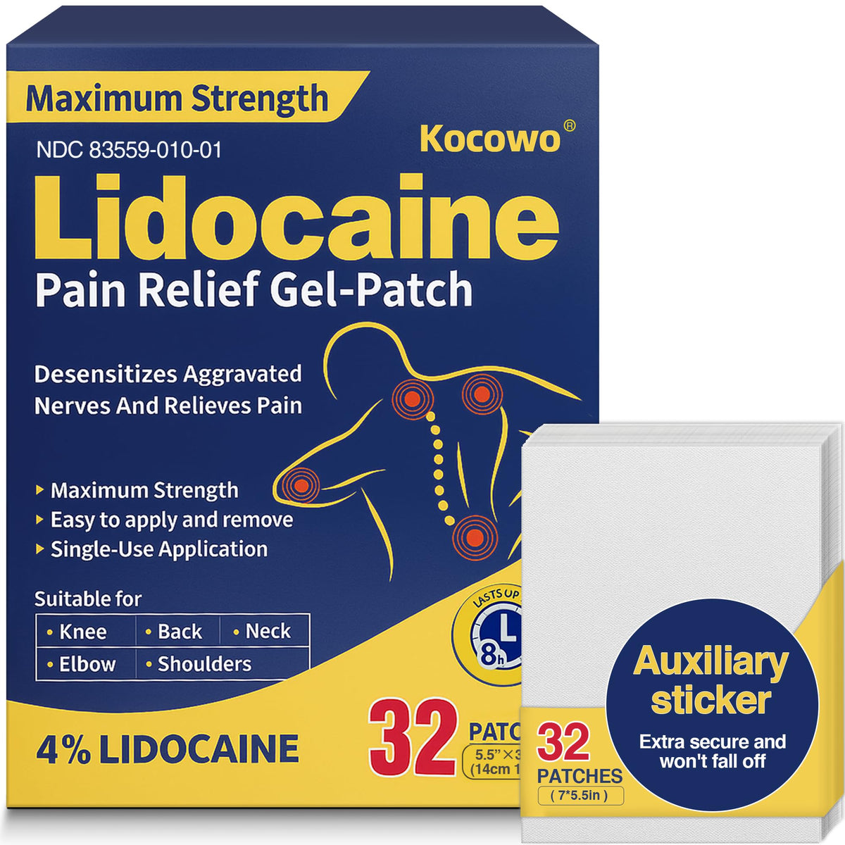 Patch Kocowo lidocaïne 4% emballage pratique et hygiénique pour le voyage