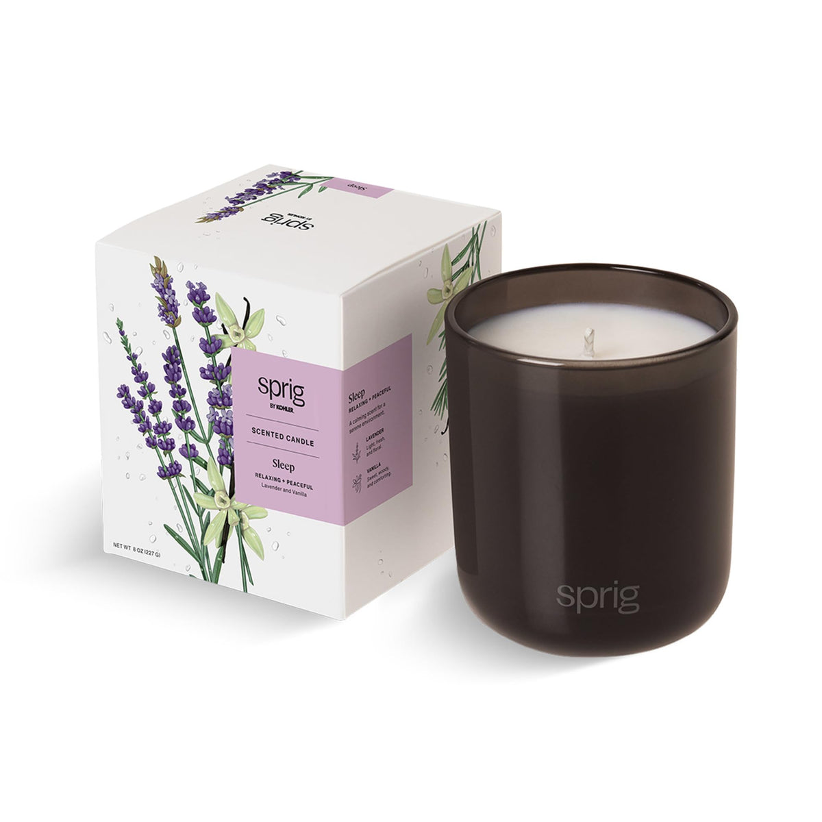 Sprig de Kohler : bougie lavande-vanille pour une ambiance apaisante.