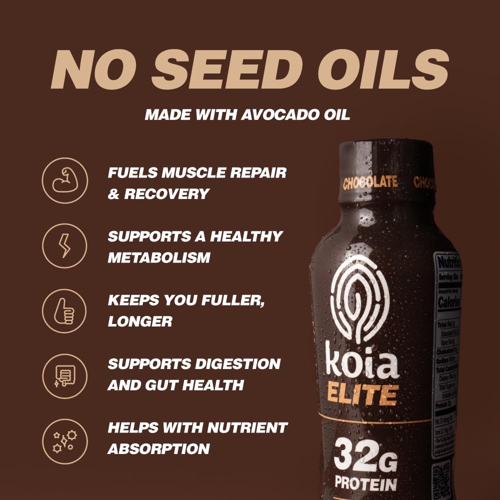 Koia Elite: fibres prébiotiques végétales pour le confort digestif potentiel.