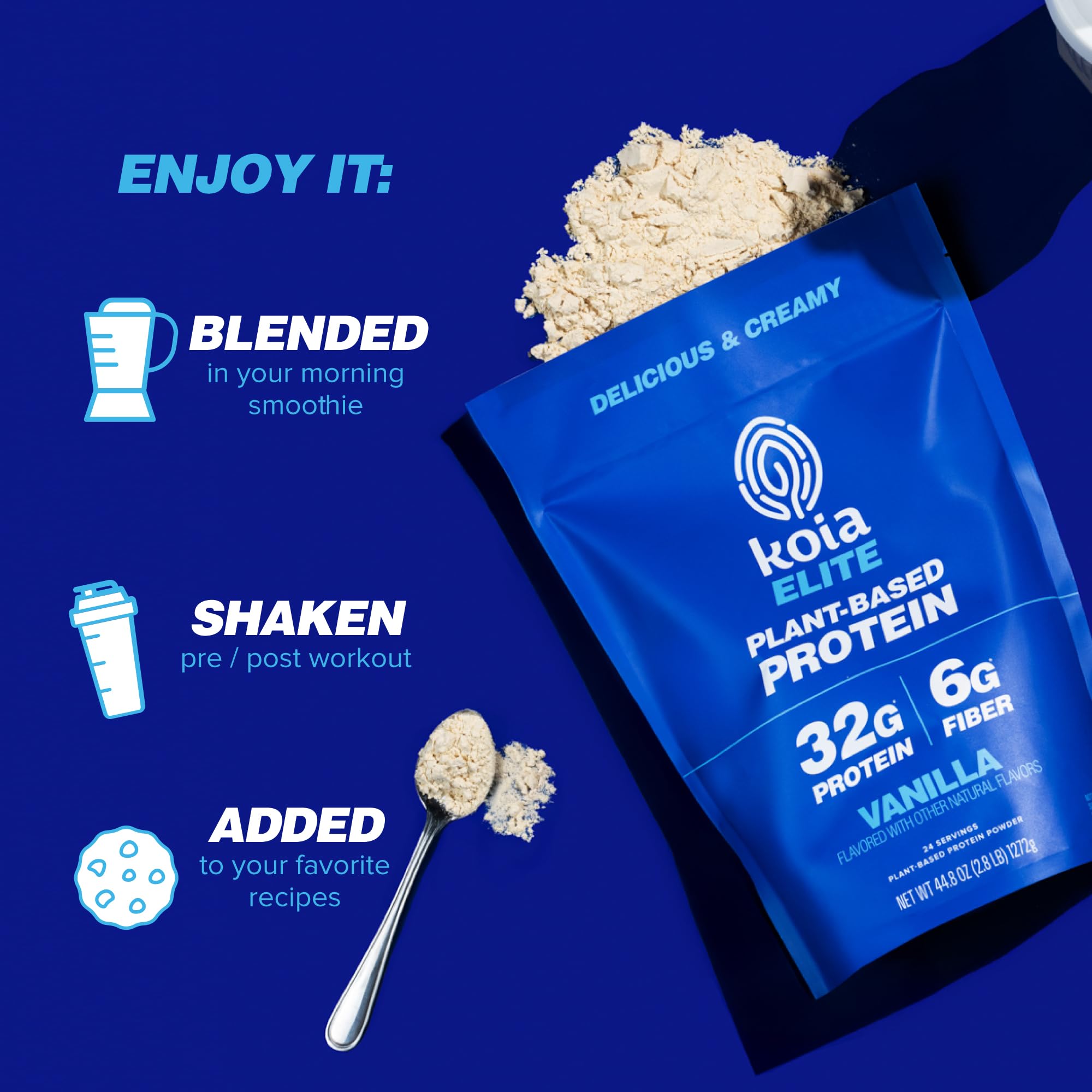 Koia Protéine Elite vanille avec fibre prébiotique pour le soutien digestif.