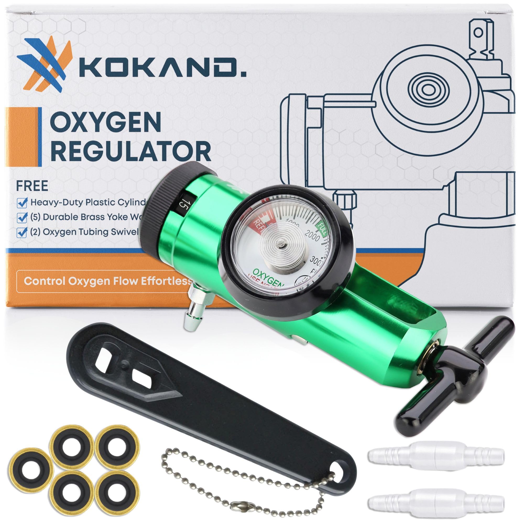 KOKAND régulateur d’oxygène 0-15 LPM avec affichage clair pour un suivi précis.