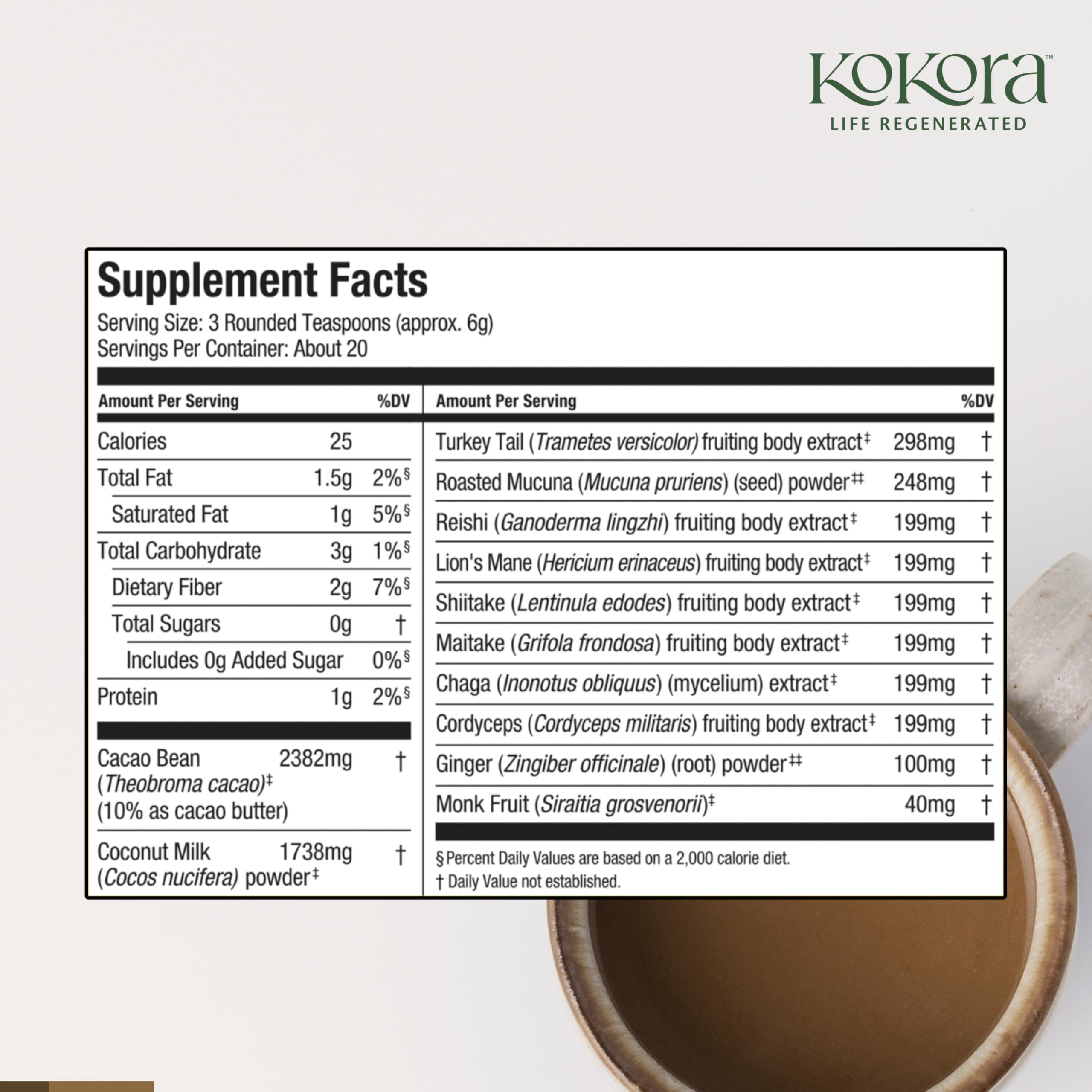 Kokora criniere-de-lion-reishi, mélange adaptogène pour concentration soutenue et clarté d esprit