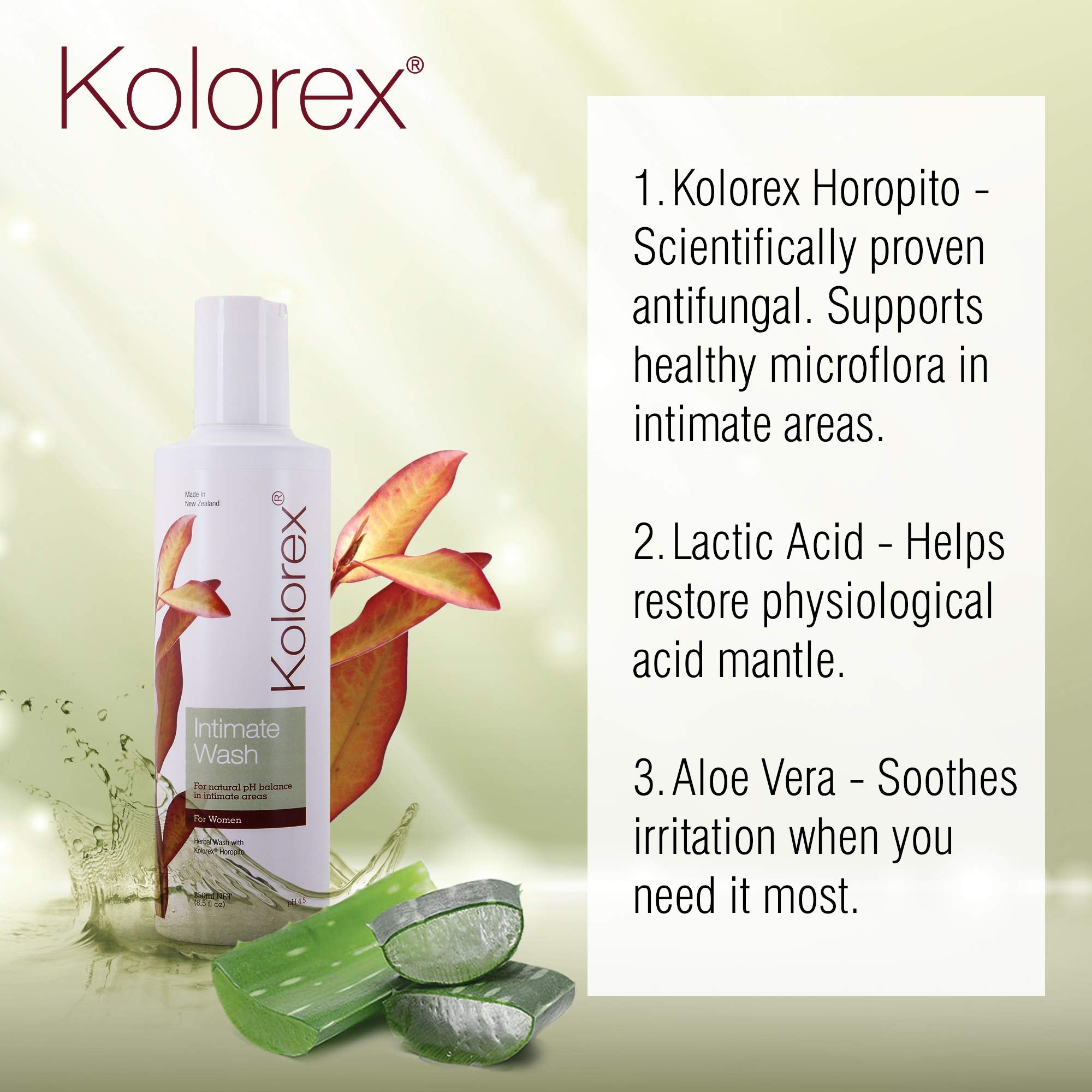Kolorex nettoyant intime texture crème, douceur hydratante en action.