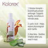 Kolorex nettoyant intime texture crème, douceur hydratante en action.