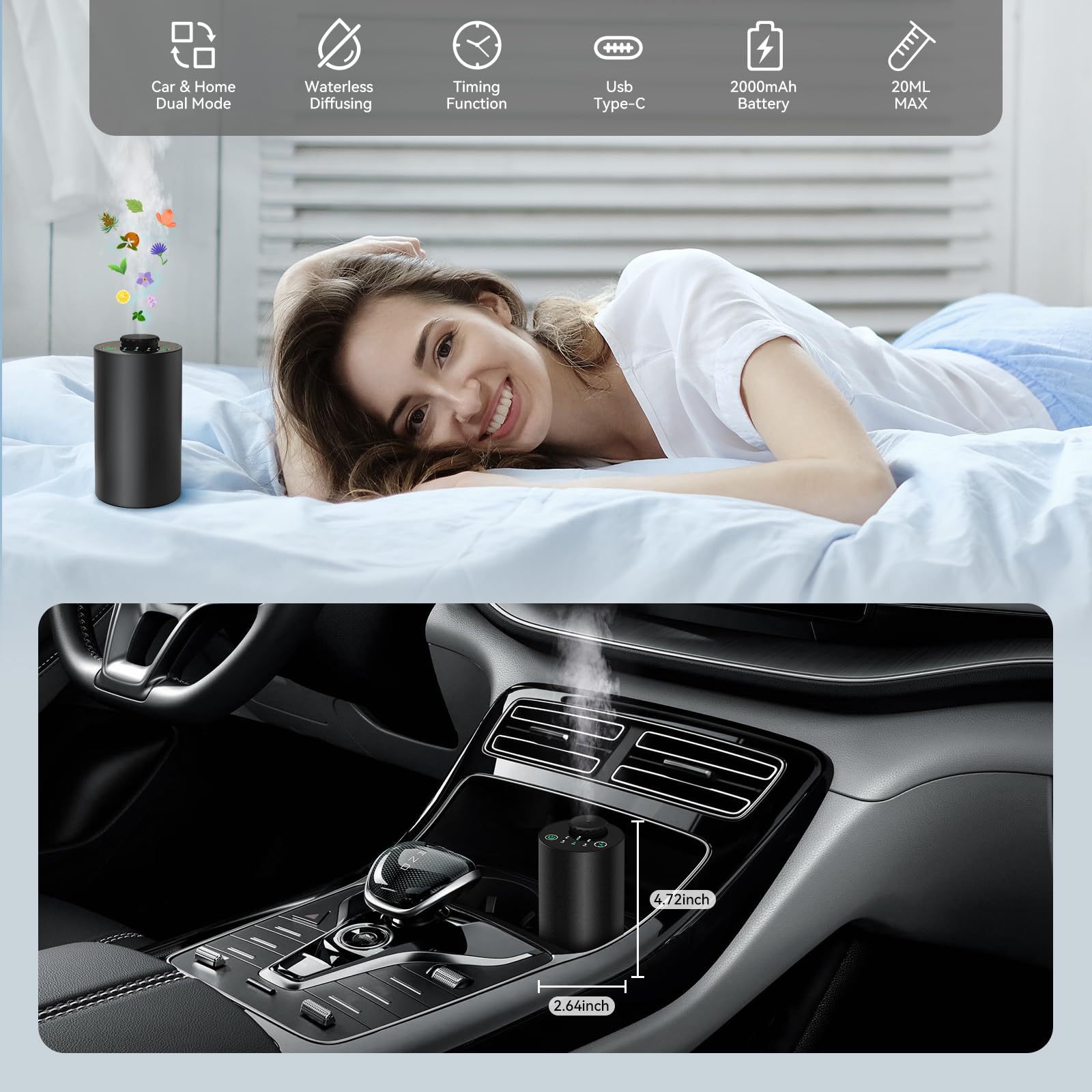 KONCHILE diffuseur offre 3 niveaux de brume et minuterie configurable