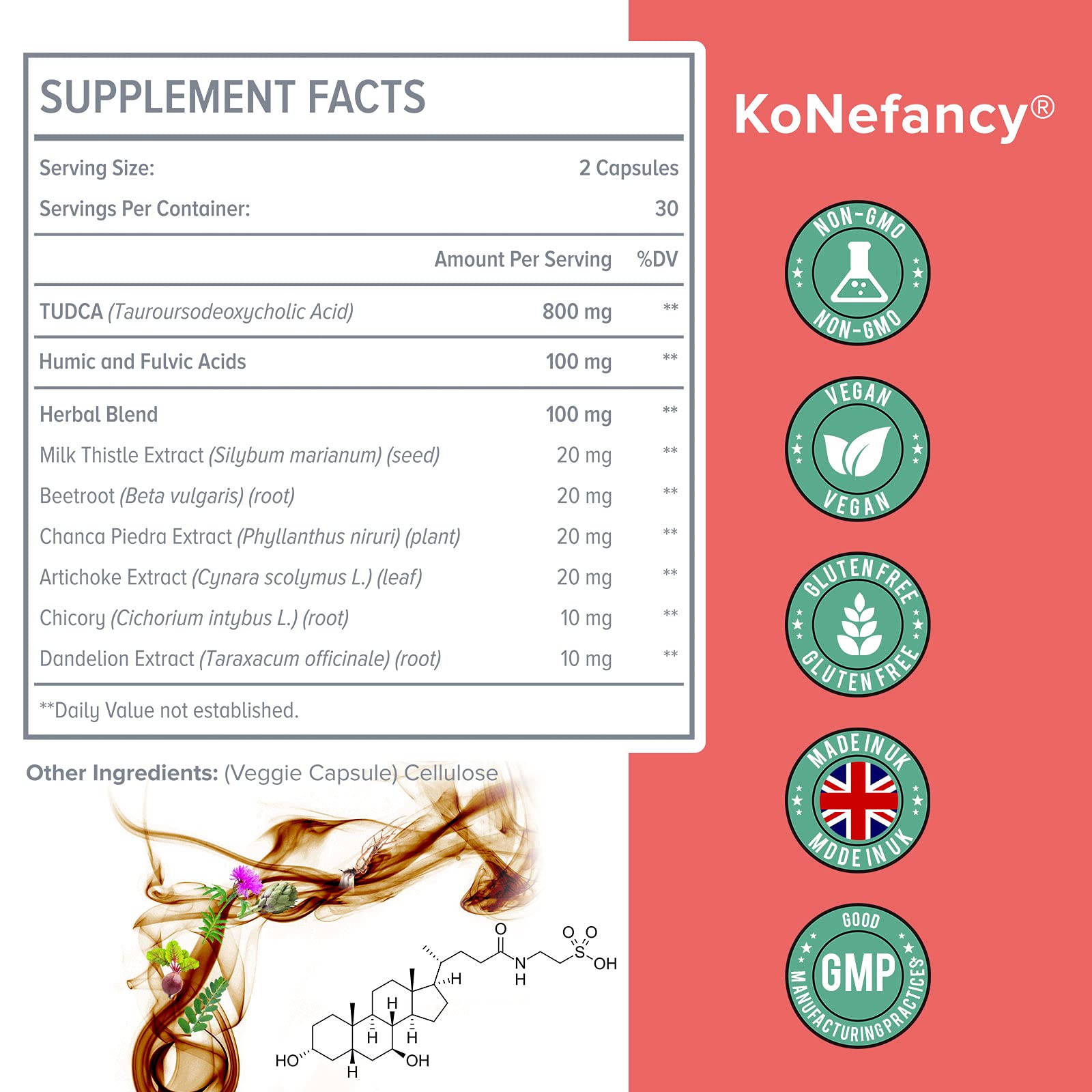 KoNefancy TUDCA – Extrait Chardon-Marie, soutien potentiel au foie.