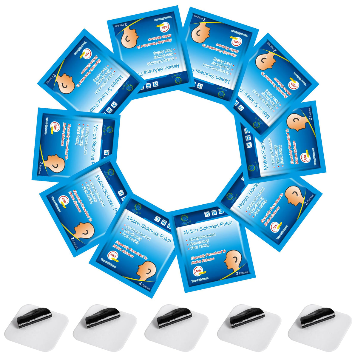 KONGDY patch anti mal des transports, emballage compact et facile à transporter.