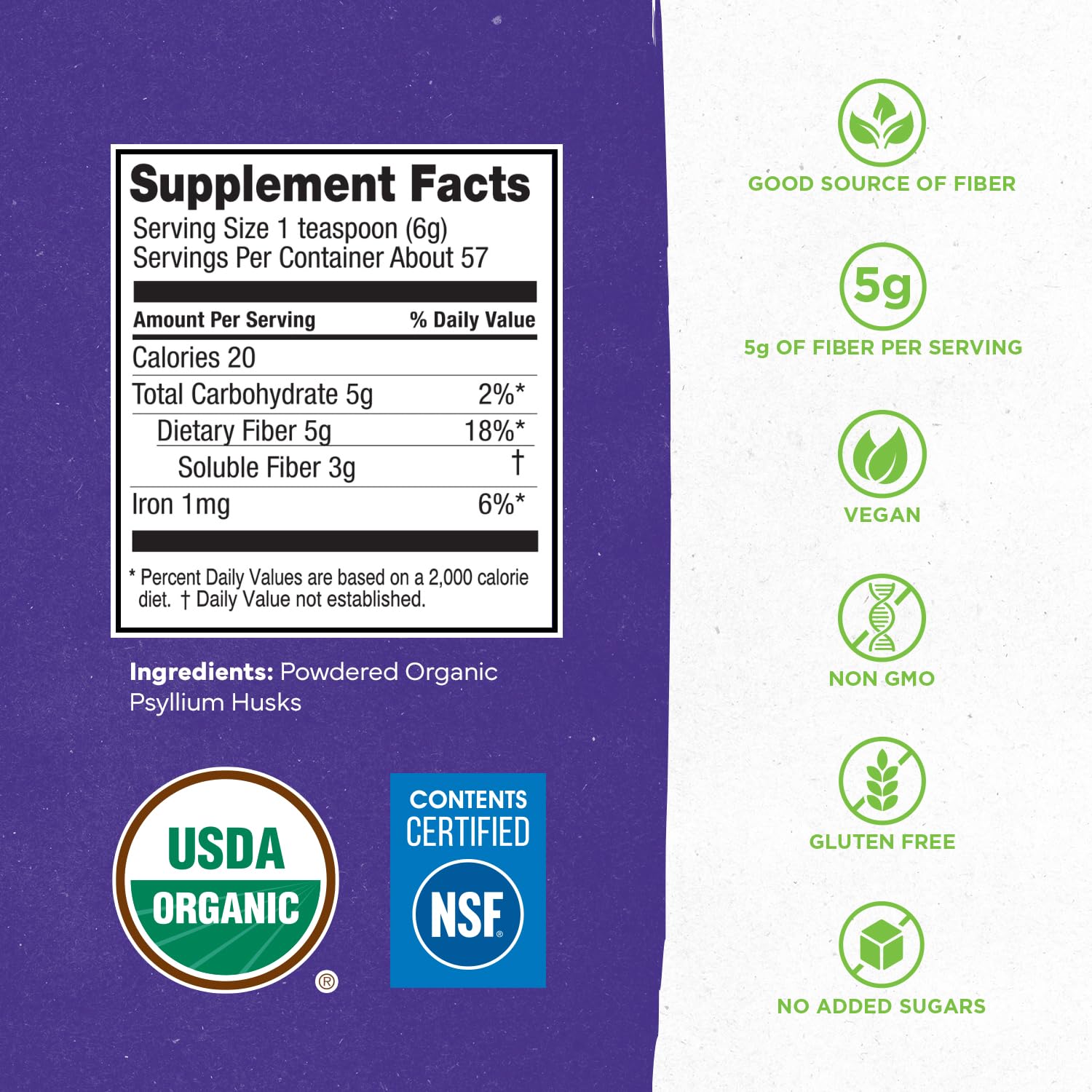 Étiquette biologique sur Konsylium Psyllium Husk Poudre certifiée biologique
