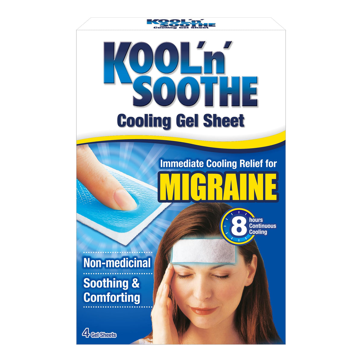 Kool n Soothe migraine, feuilles gel rafraîchissantes pour soulagement rapide