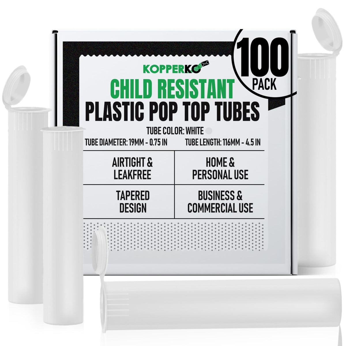 Kopperko Tube de rangement 116mm, discret et sûr pour pilules en déplacement.