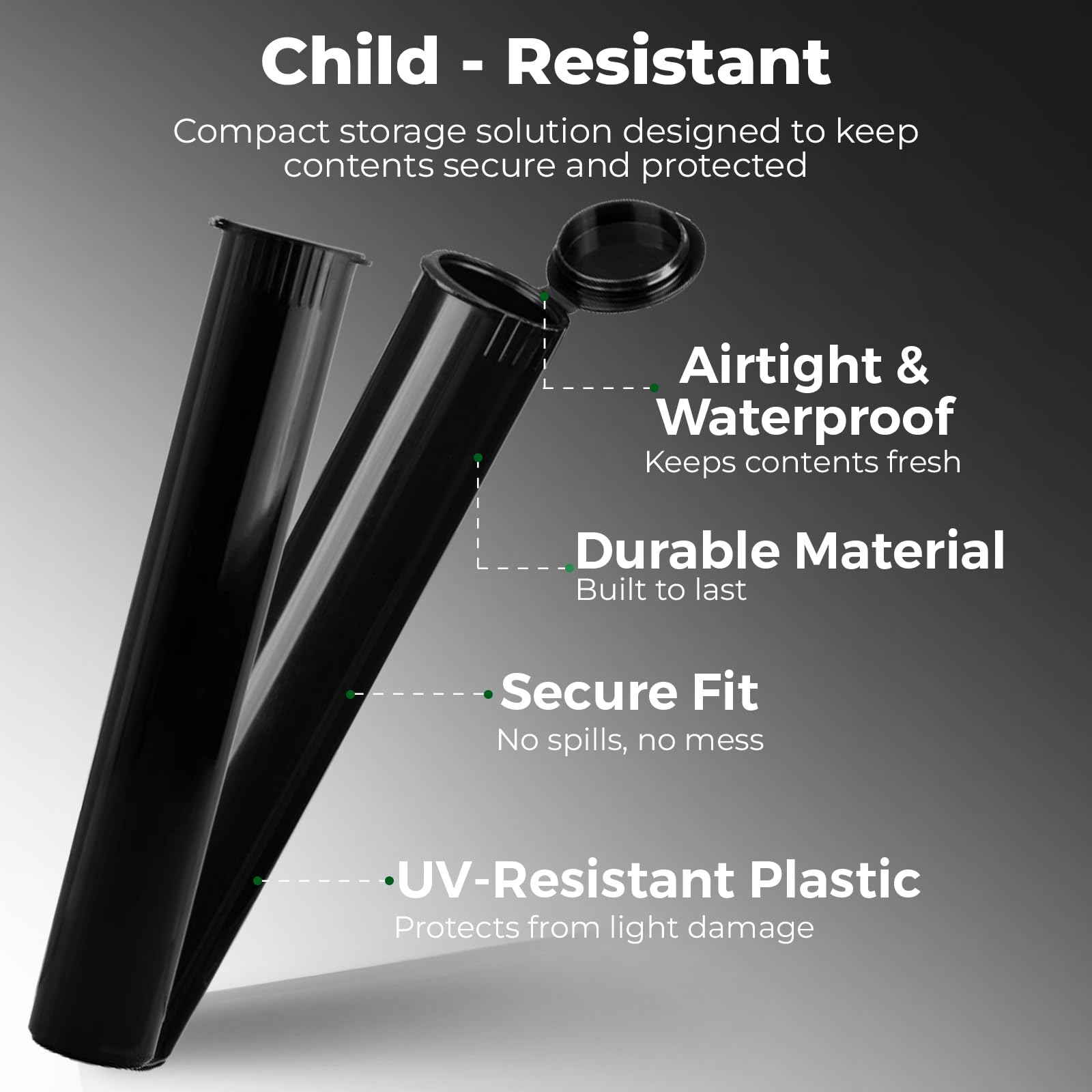 Kopperko tube sans-bpa 116mm: plastique sûr pour médicaments et herbes.