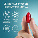 Capsules Kori Krill montrant la teinte rouge orangé de l’astaxanthine.
