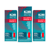 Kori Krill huile oméga-3 en bouteille pour une absorption potentiellement améliorée.