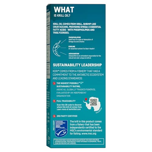 Emballe et flacon Kori Krill sur fond clair, facilité d’utilisation