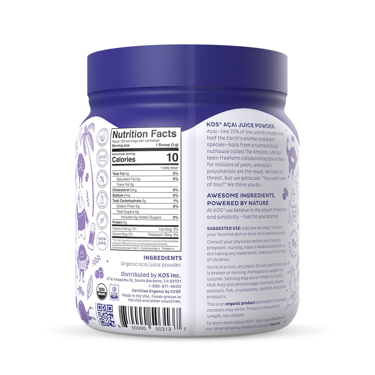 KOS poudre acai premium, parfait dans yaourts et bowls protéinés