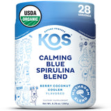 KOS Calming Blue Spirulina, bouteille, couleur apaisante et préparation prête à l’emploi