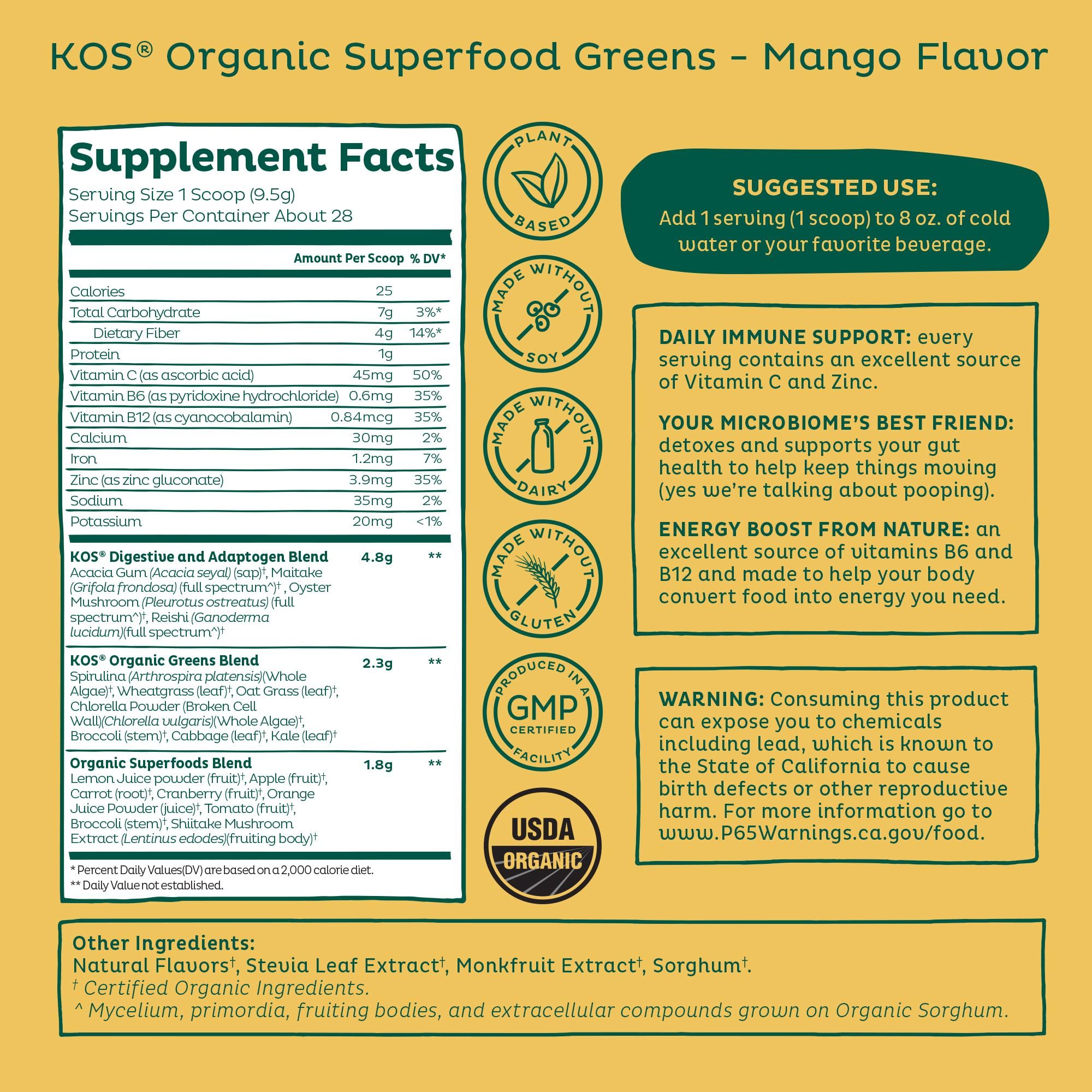 KOS Greens bouteille, format portable pour une collation saine