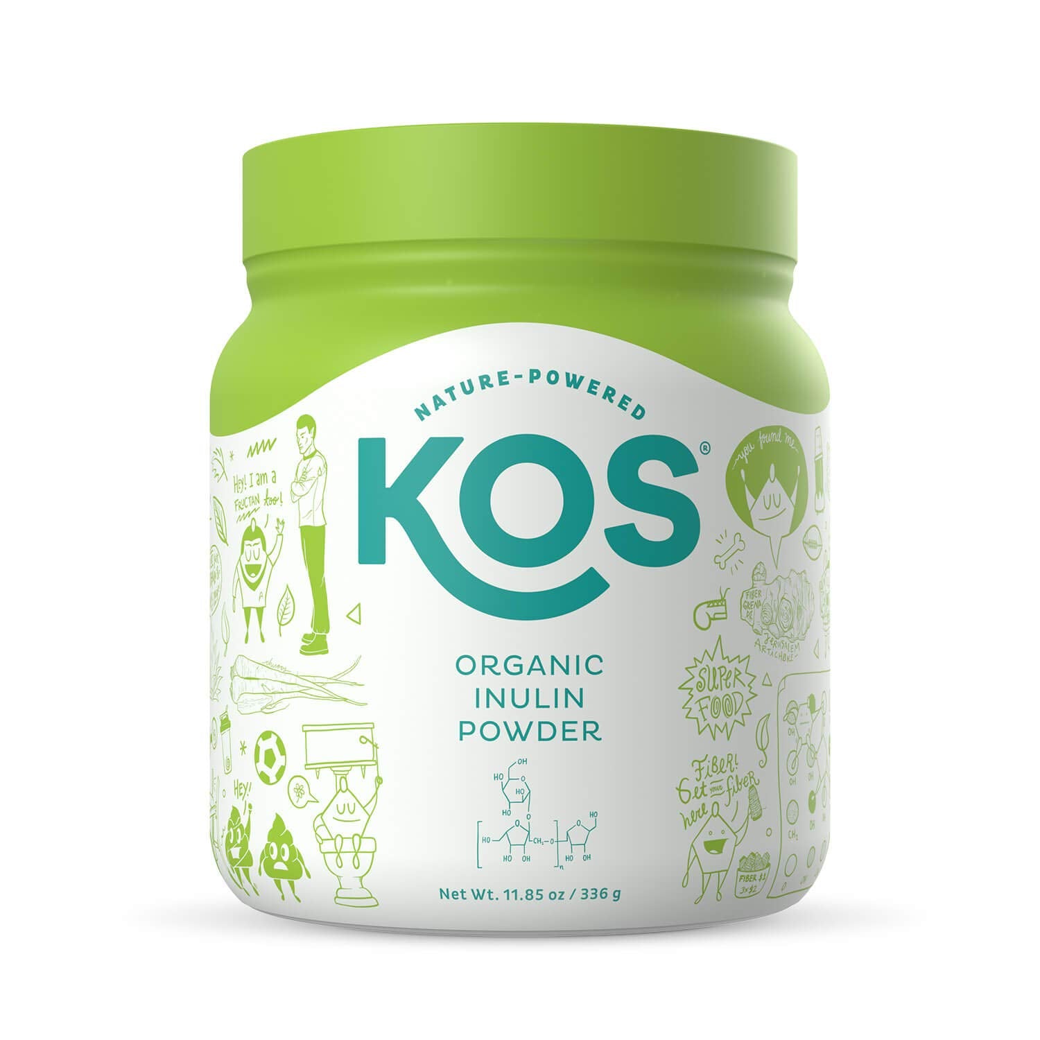 Poudre d'inuline bio KOS en sachet, 112 portions, prébiotique naturel.
