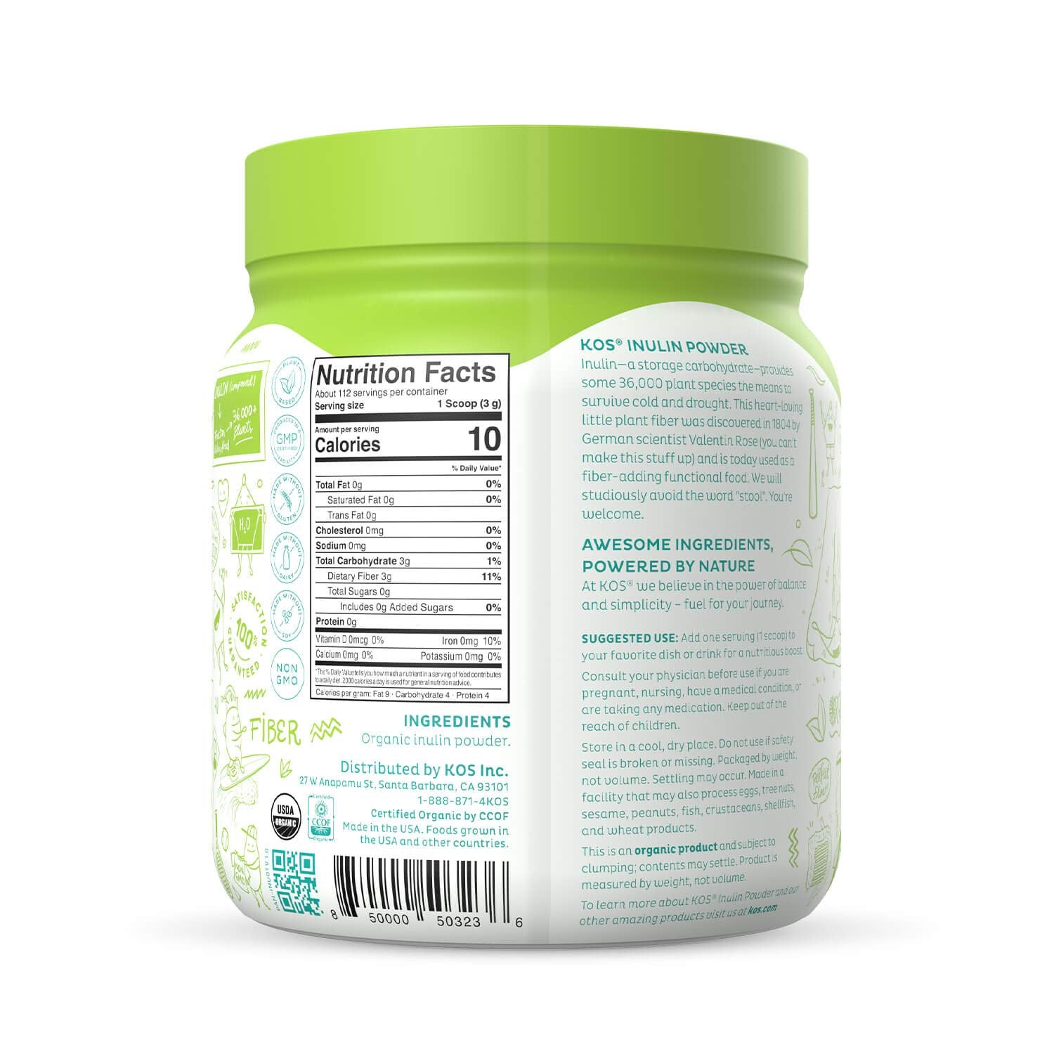 KOS Inuline bio usage quotidien pour soutenir le bien-être intestinal.