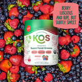 KOS Poudre Verte Framboise certifiée biologique et sans additifs artificiels.