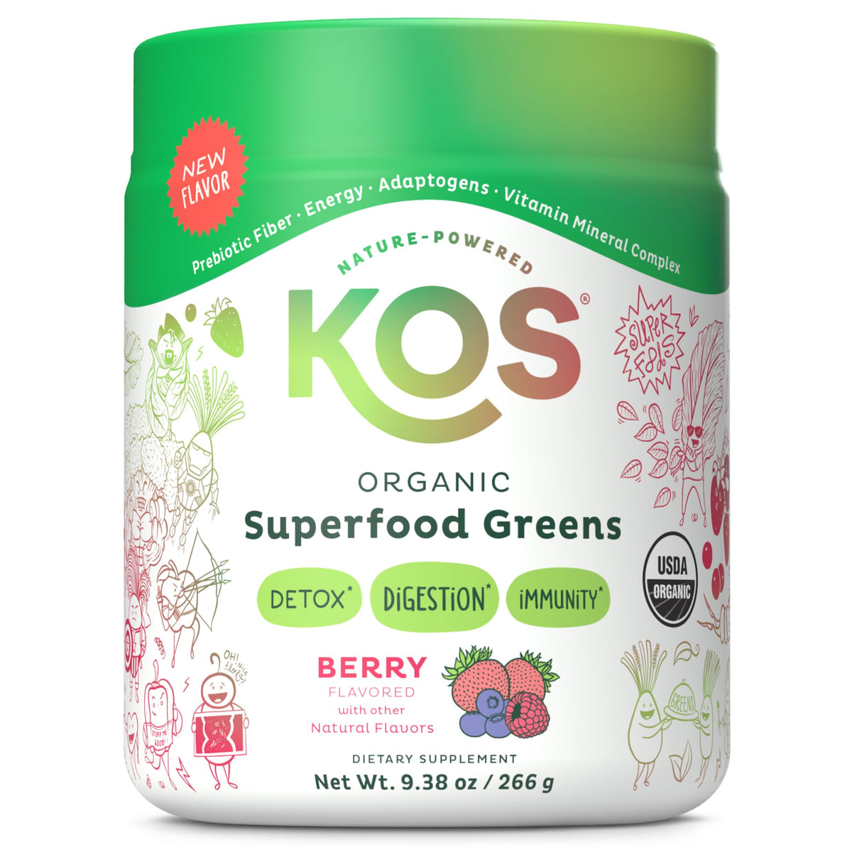 KOS Poudre Verte Framboise dans un verre d eau froide pour énergie et goût fruité.