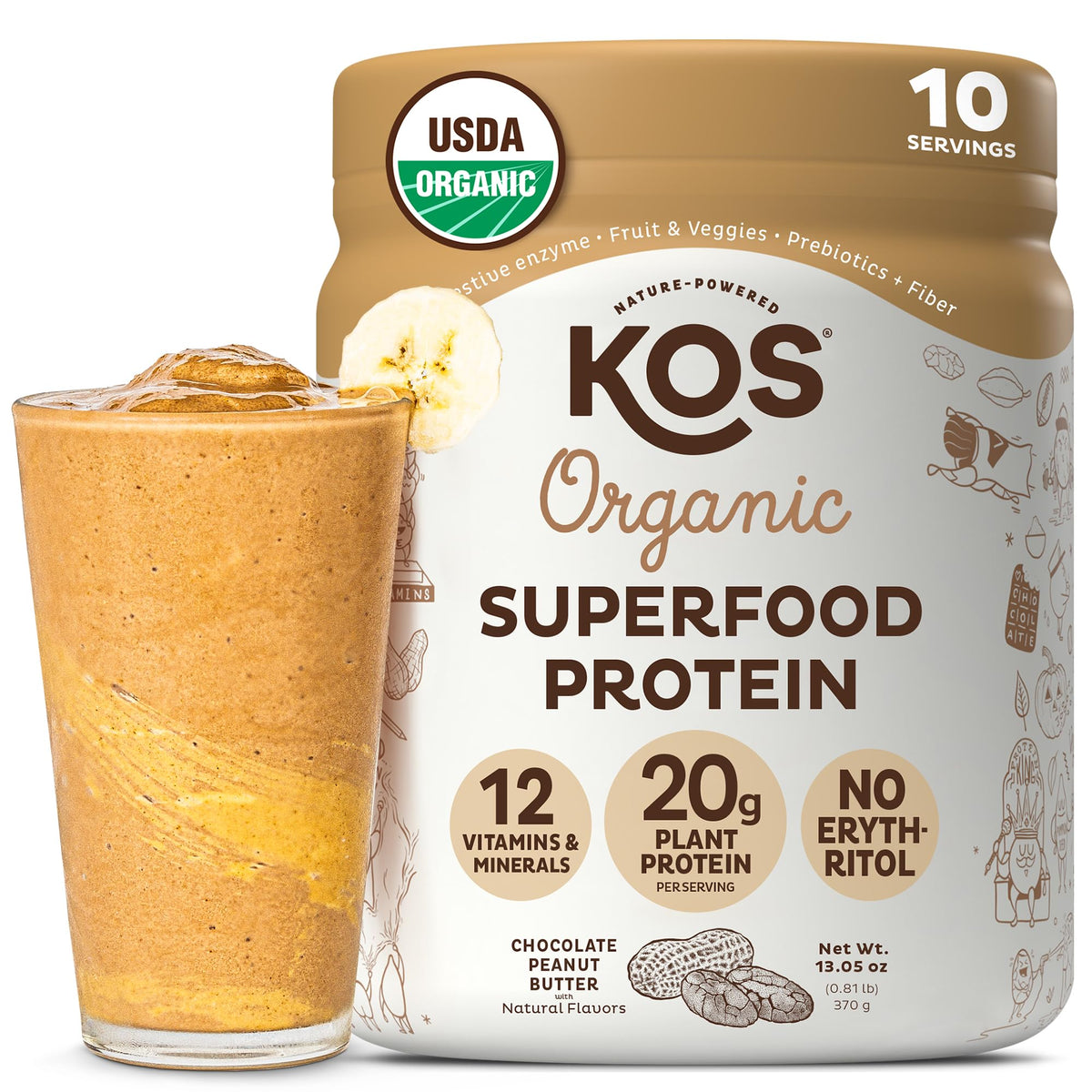 Kos Protéine Végan Chocolat Beurre Cacahuète — shake protéiné rapide et rassasiant.