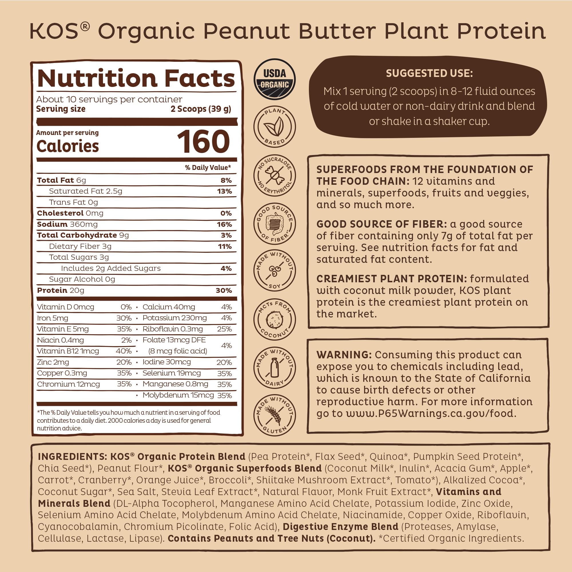 Kos Protéine Végan Chocolat Beurre Cacahuète — idéal pour collations équilibrées.