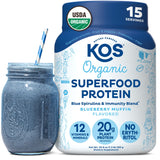 KOS protéine végétale poudre bleuet muffin, saveur gourmande et apport protéique.