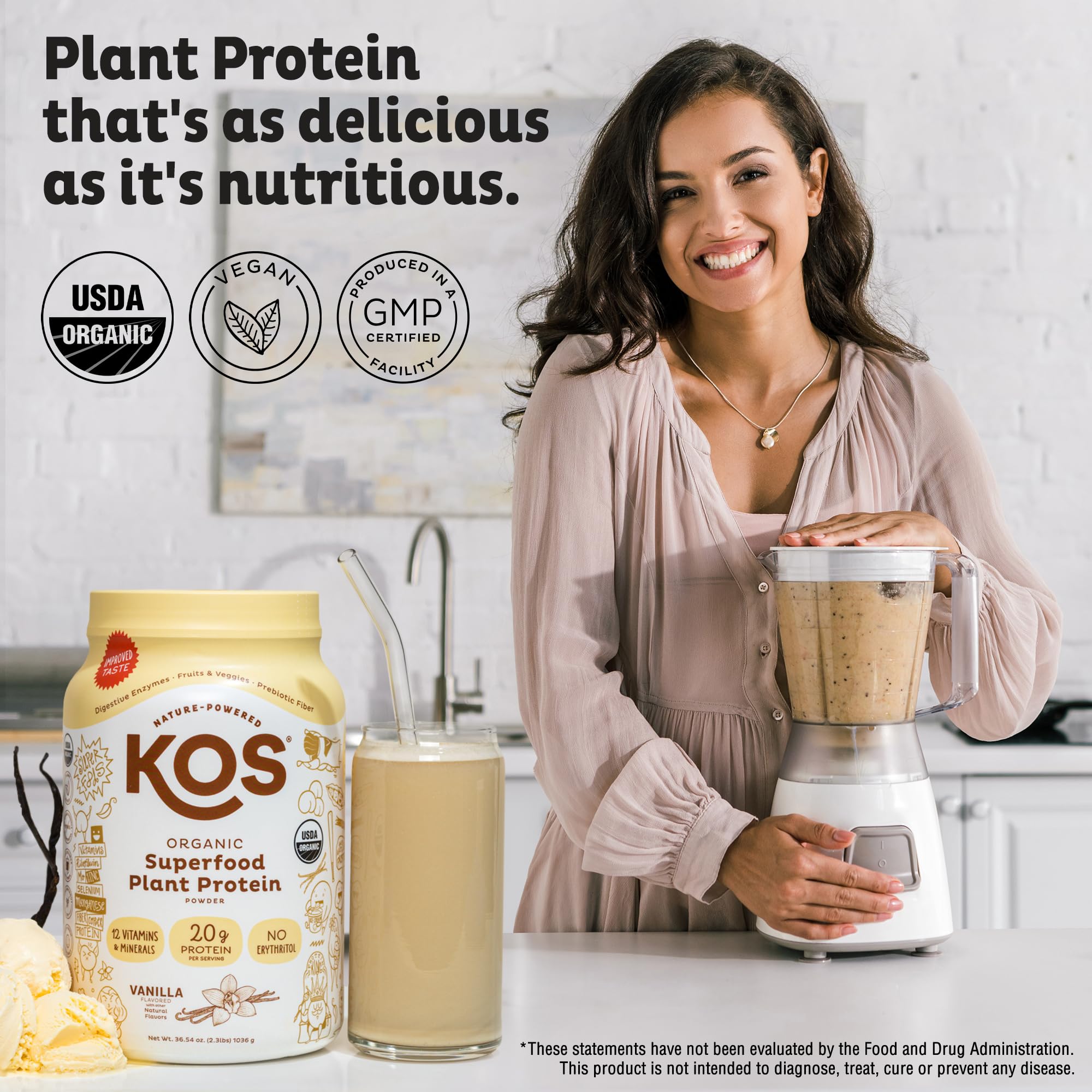 KOS Protéine Végétale Vanille, doseur: portion précise pour un régime équilibré