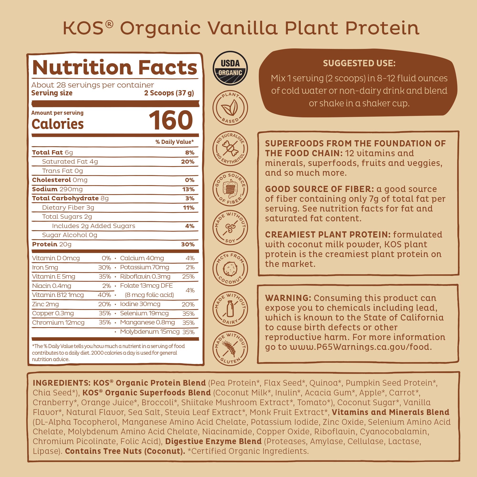 KOS Protéine Végétale Vanille, utilisation quotidienne: soutien nutritionnel pratique