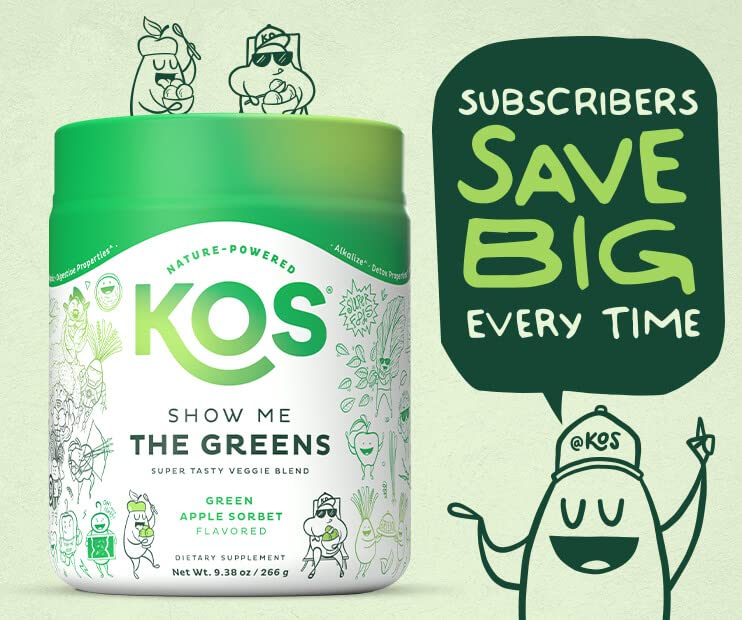KOS Super Greens poudre pot Kos, conserve les nutriments pour l usage quotidien