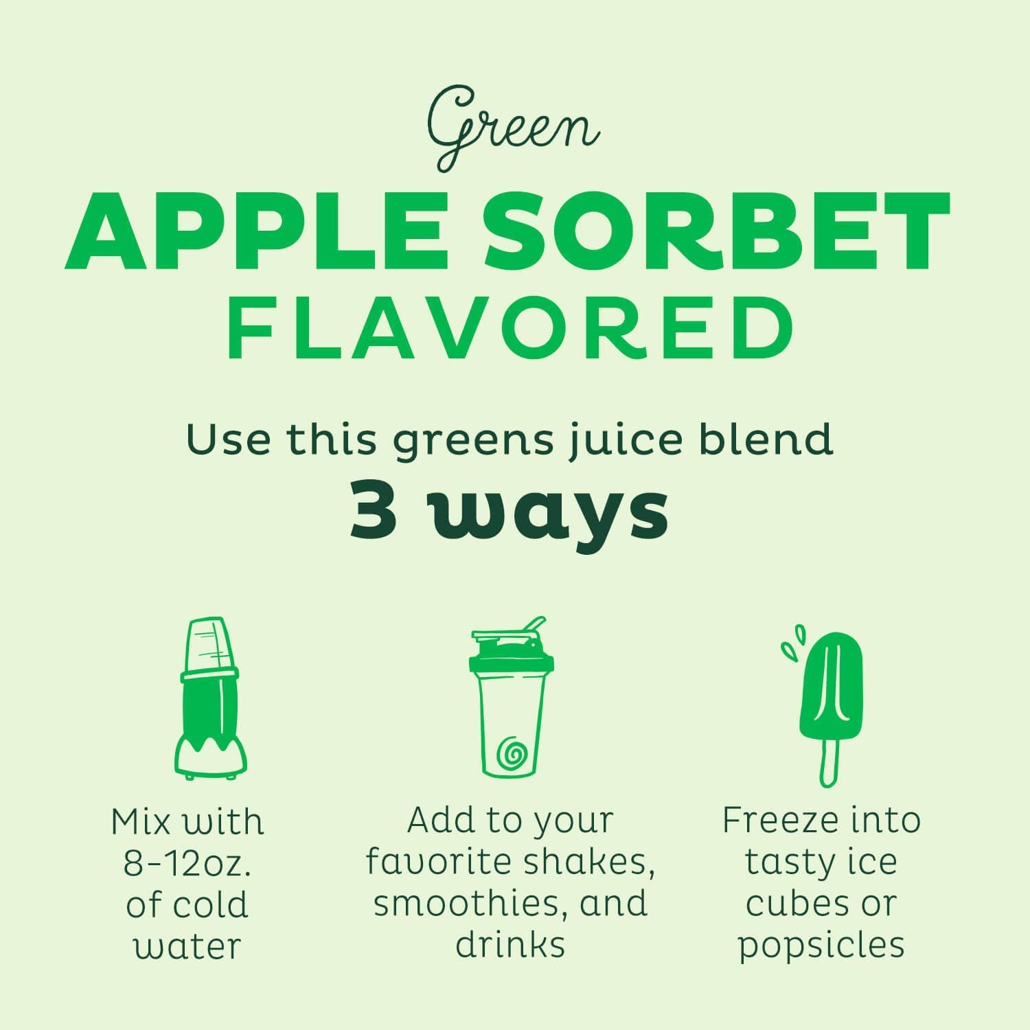 KOS Super Greens poudre shaker vert, idéal pour un shake rafraîchissant