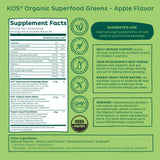 KOS Super Greens poudre verre eau froide, facile à préparer rapidement
