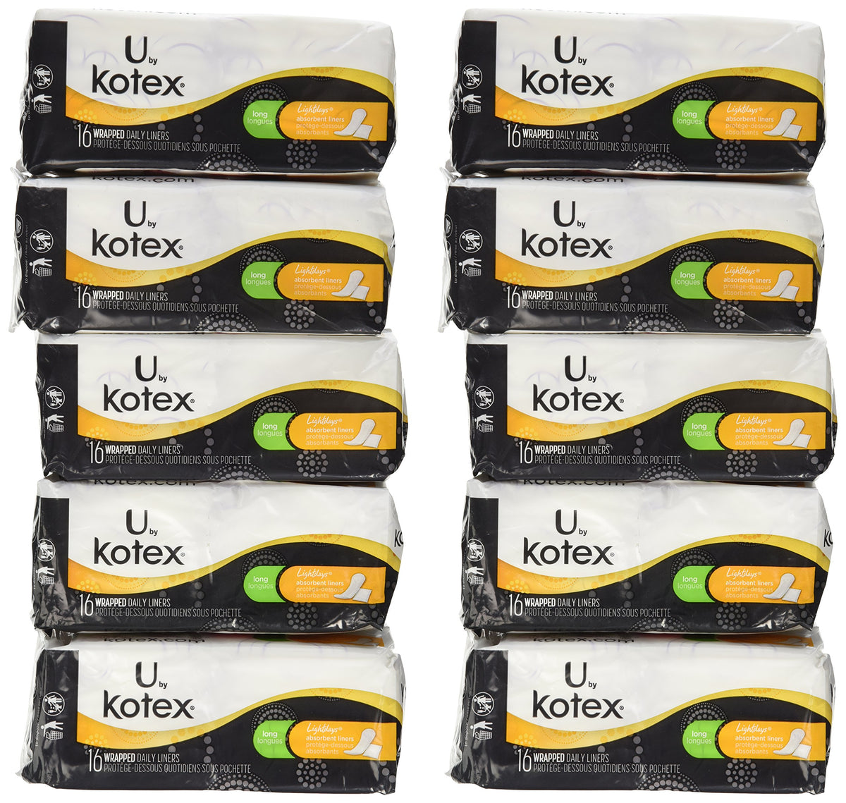 Kotex Natural Balance protège-slips longs, respirants, avec coton naturel et aloé.