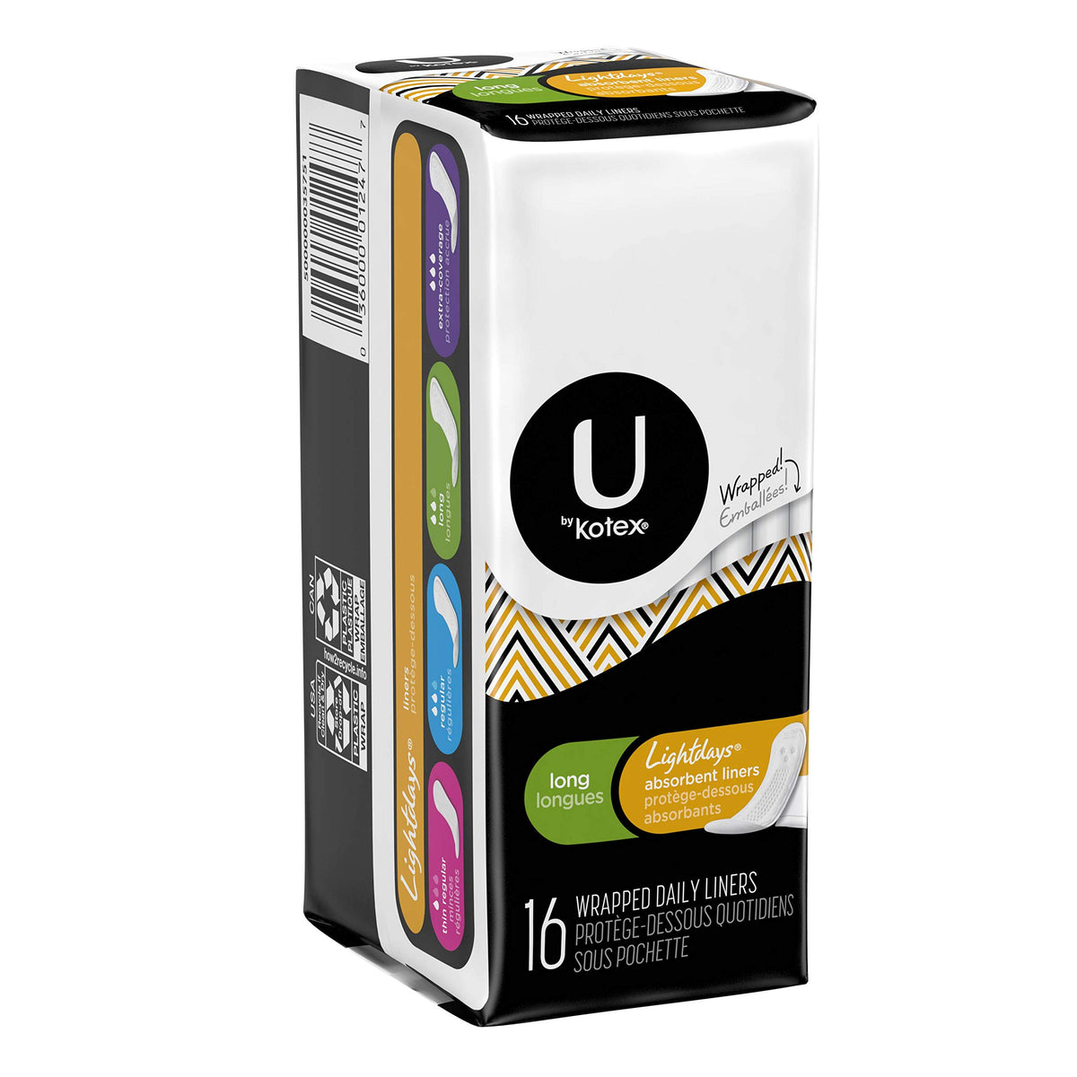 Kotex Frais et Sec protège-slips longs, protection discrète et fraîcheur au quotidien.