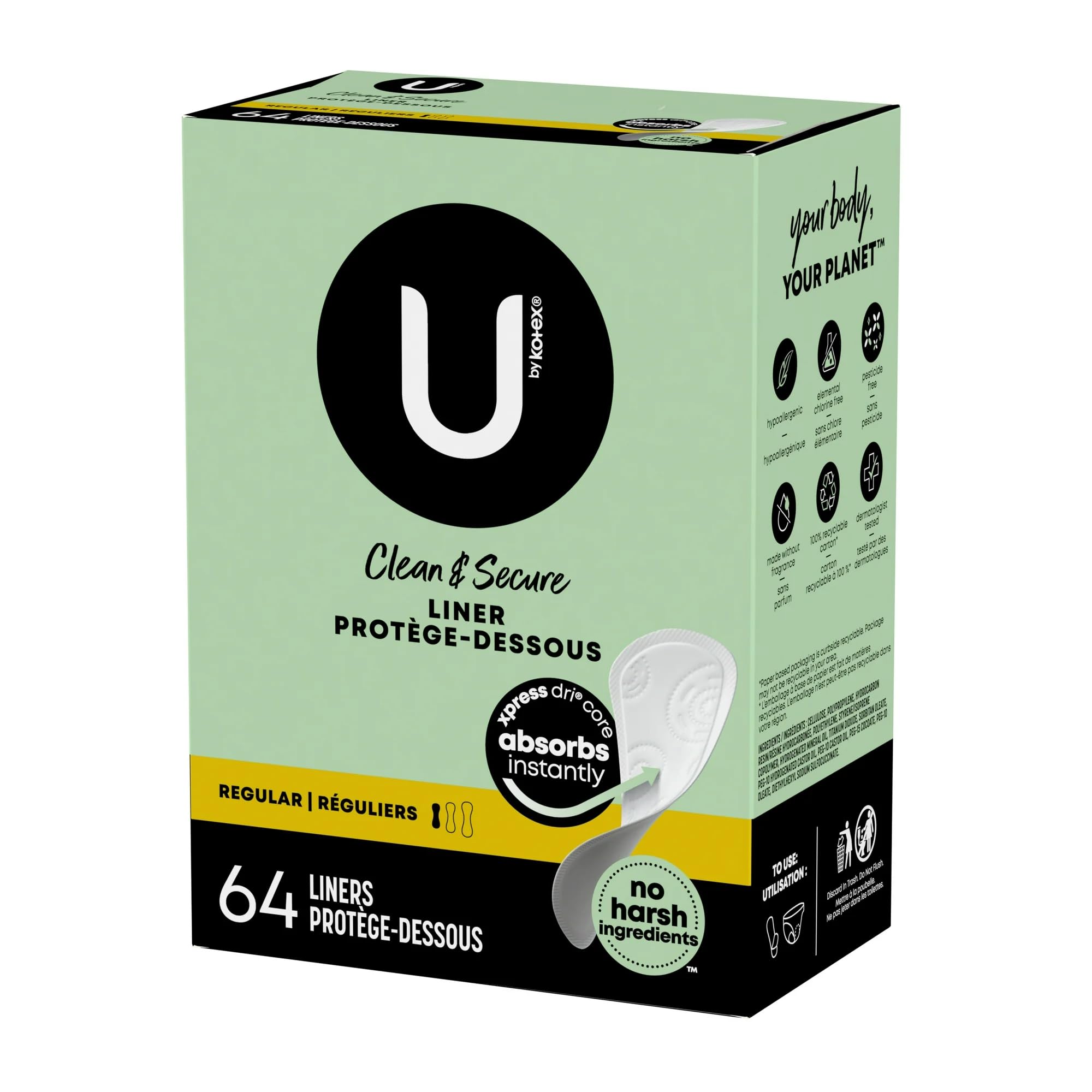 Texture douce et soyeuse du Kotex Lightdays Liners Regular pour un confort durable.