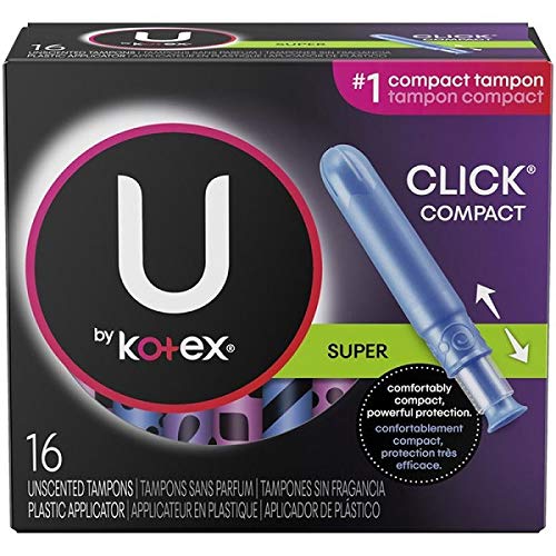 Tampons U by Kotex Click Compact, emballage en deux boîtes, pratique en déplacement