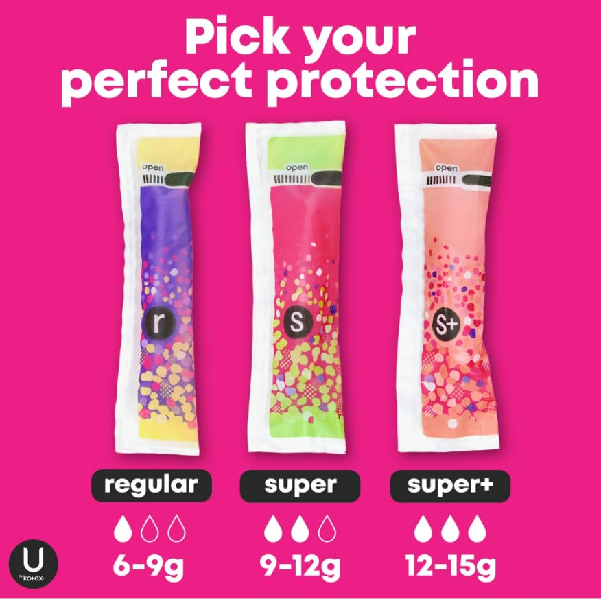 Kotex U by Kotex Click Compact tampon sans latex naturel pour douceur.