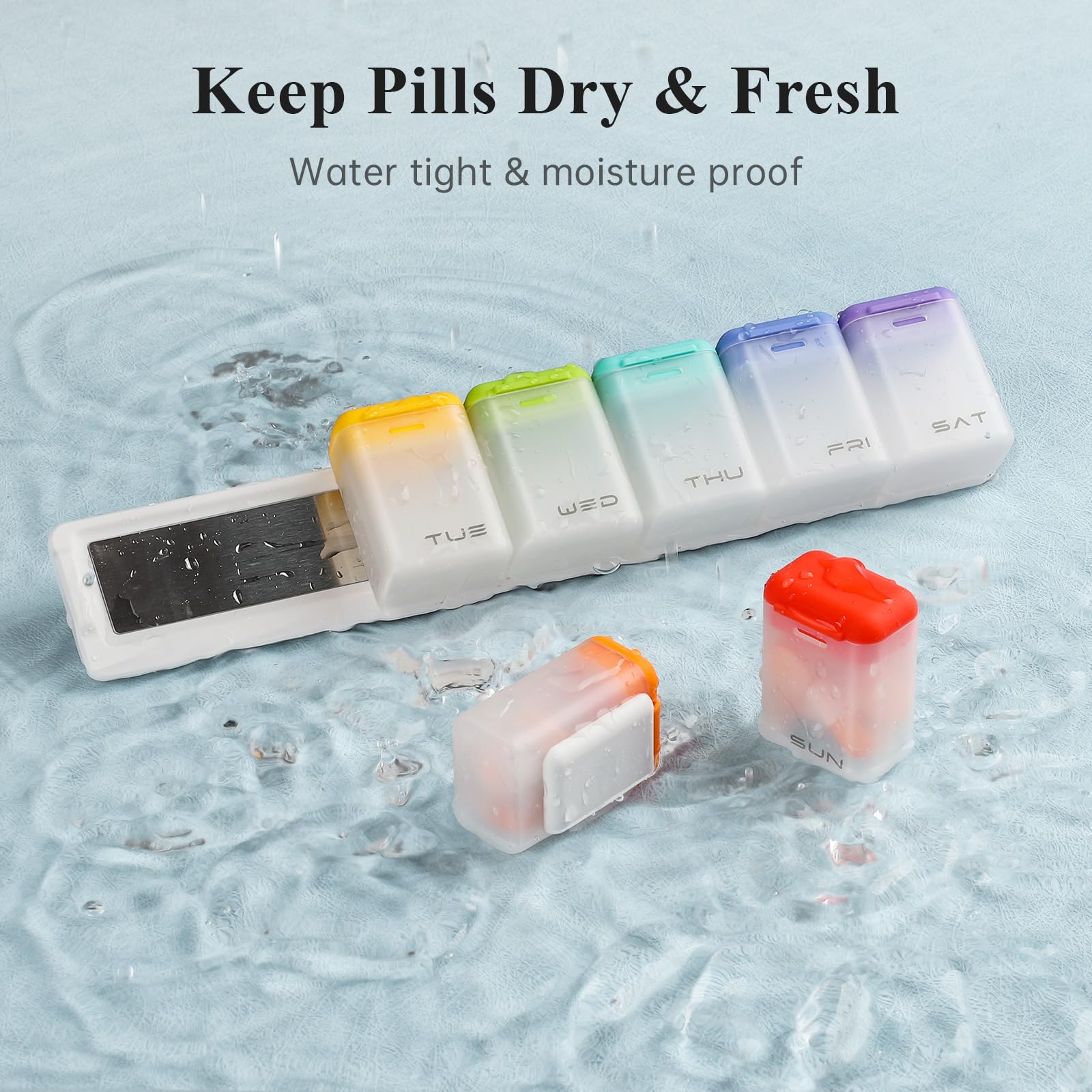 KOVIUU Couvercle en silicone étanche, préserve les pilules de l'humidité.