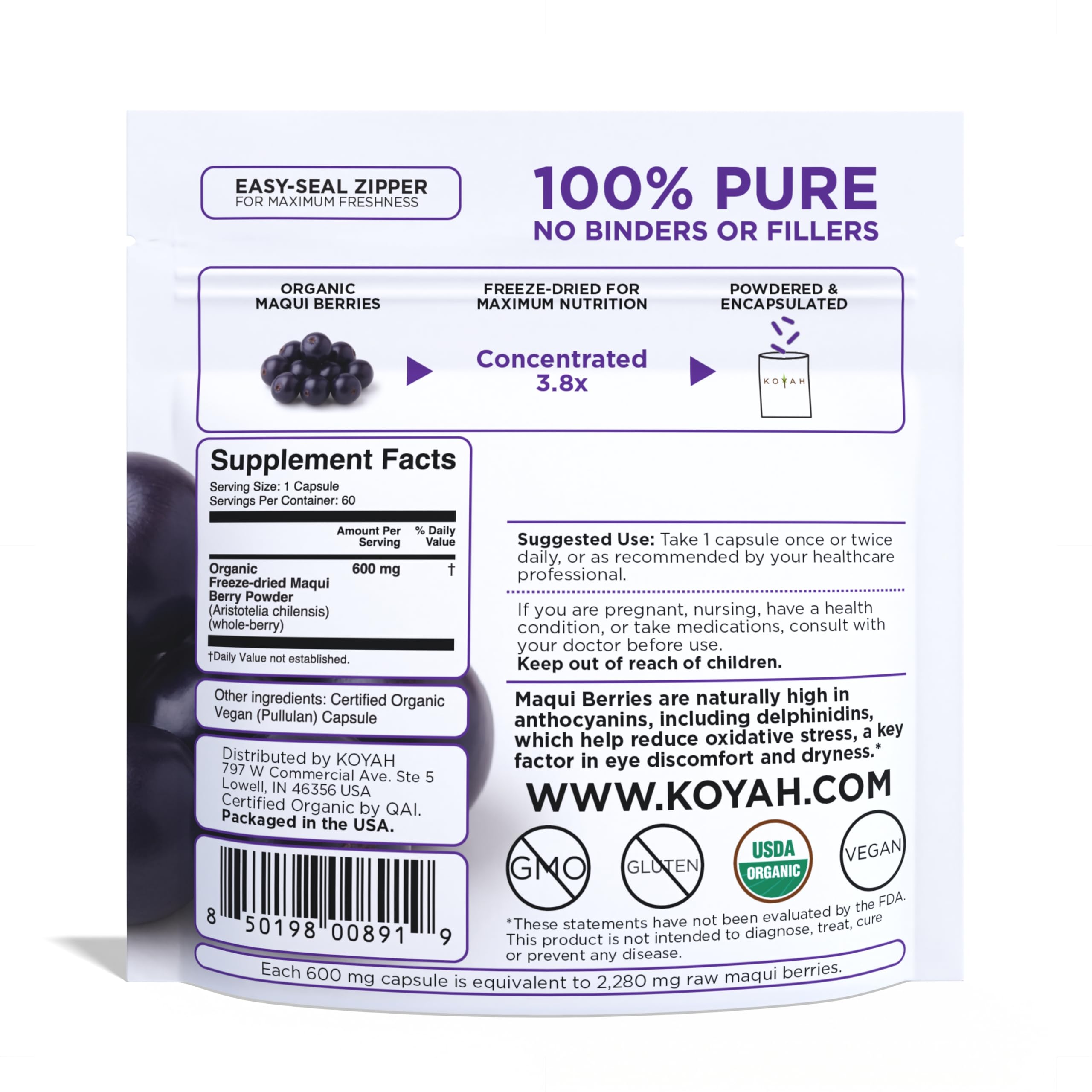KOYAH bouteille capules verres, utilisation simple pour une routine quotidienne.