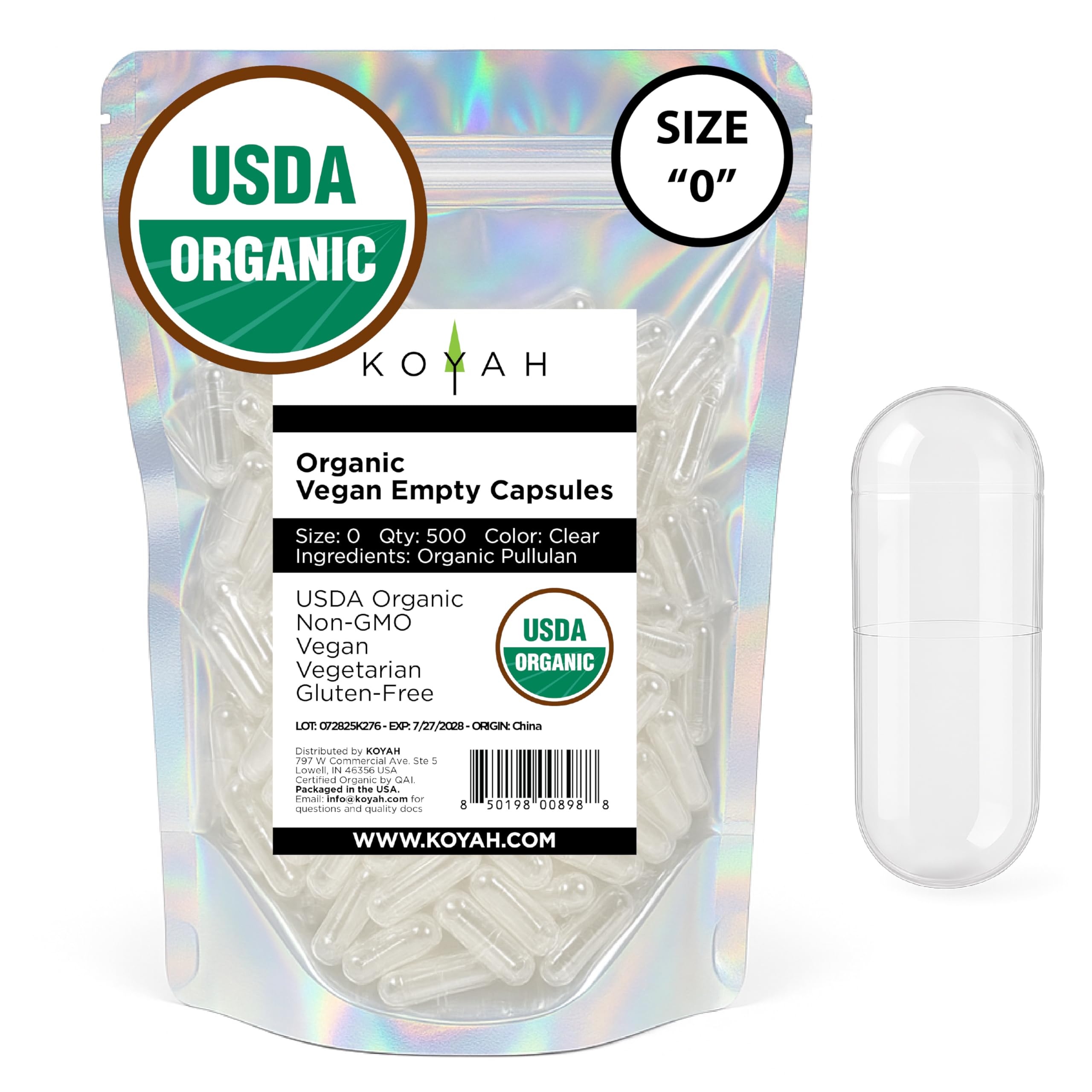 KOYAH capsules pullulan taille0 dans bouteille, présentation pratique et dosage moyen