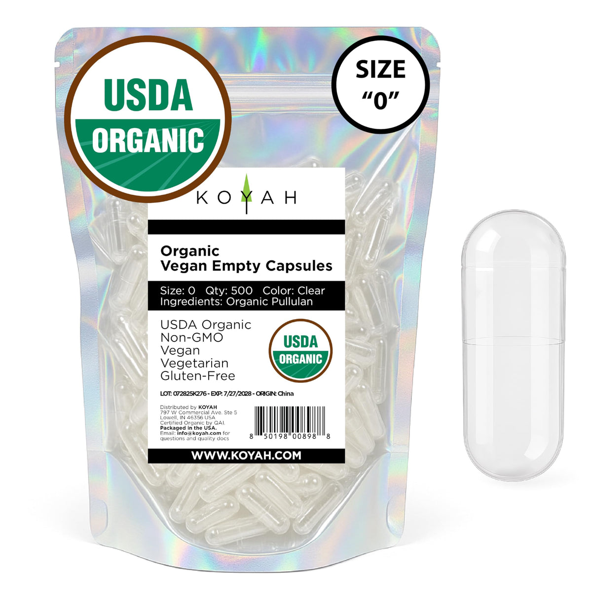 KOYAH capsules pullulan taille0 dans bouteille, présentation pratique et dosage moyen