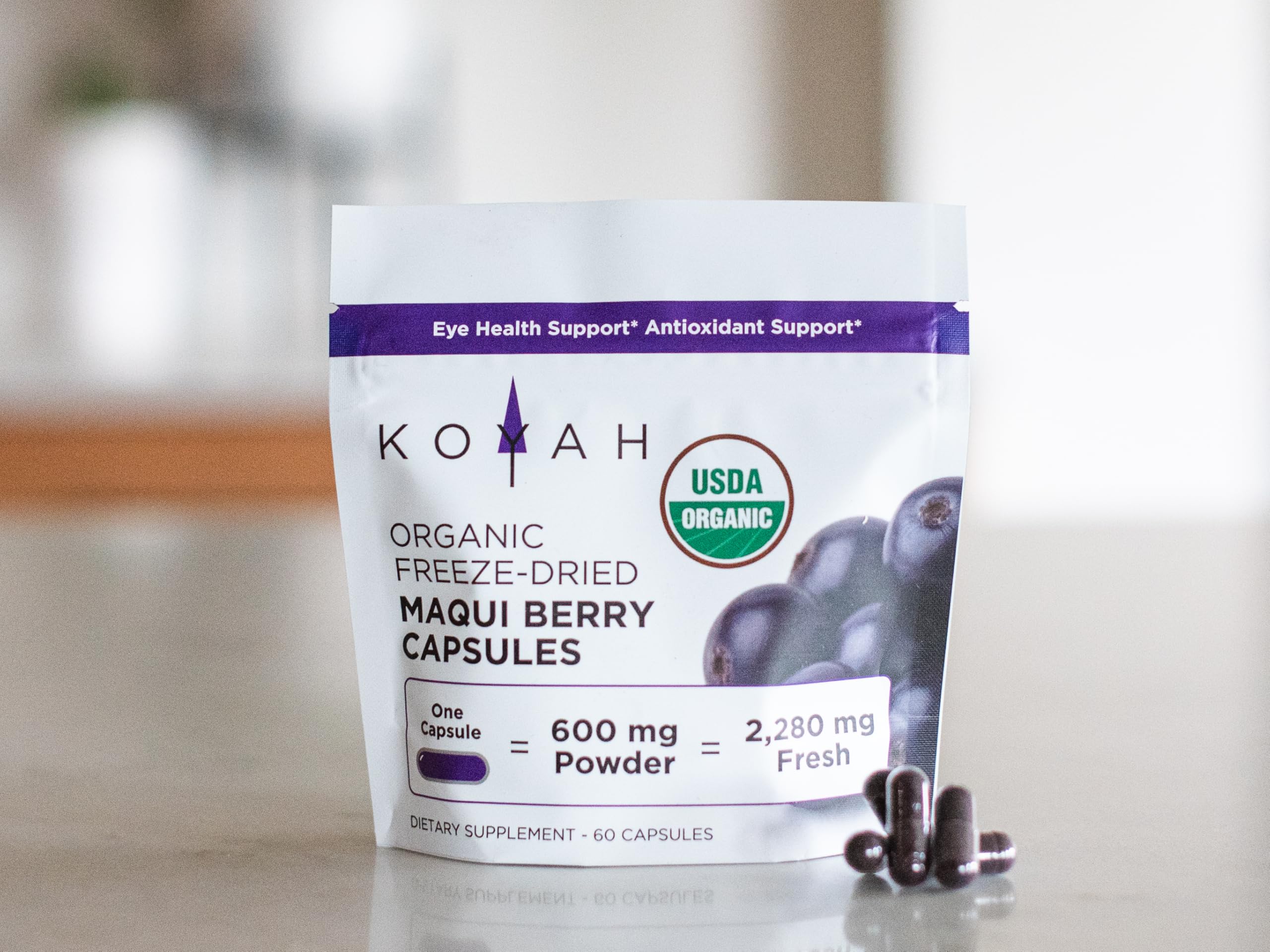 KOYAH logo et emballage bio, image de marque naturelle.