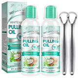 Bouteille KPNEMA bain-bouche huile-noix-de-coco-menthe pour une haleine naturelle.